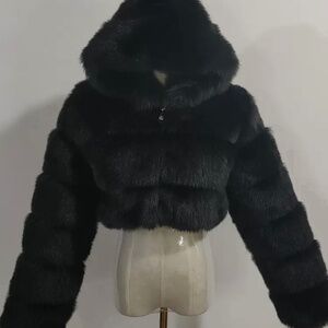 Black Short Faux Fur Jacket